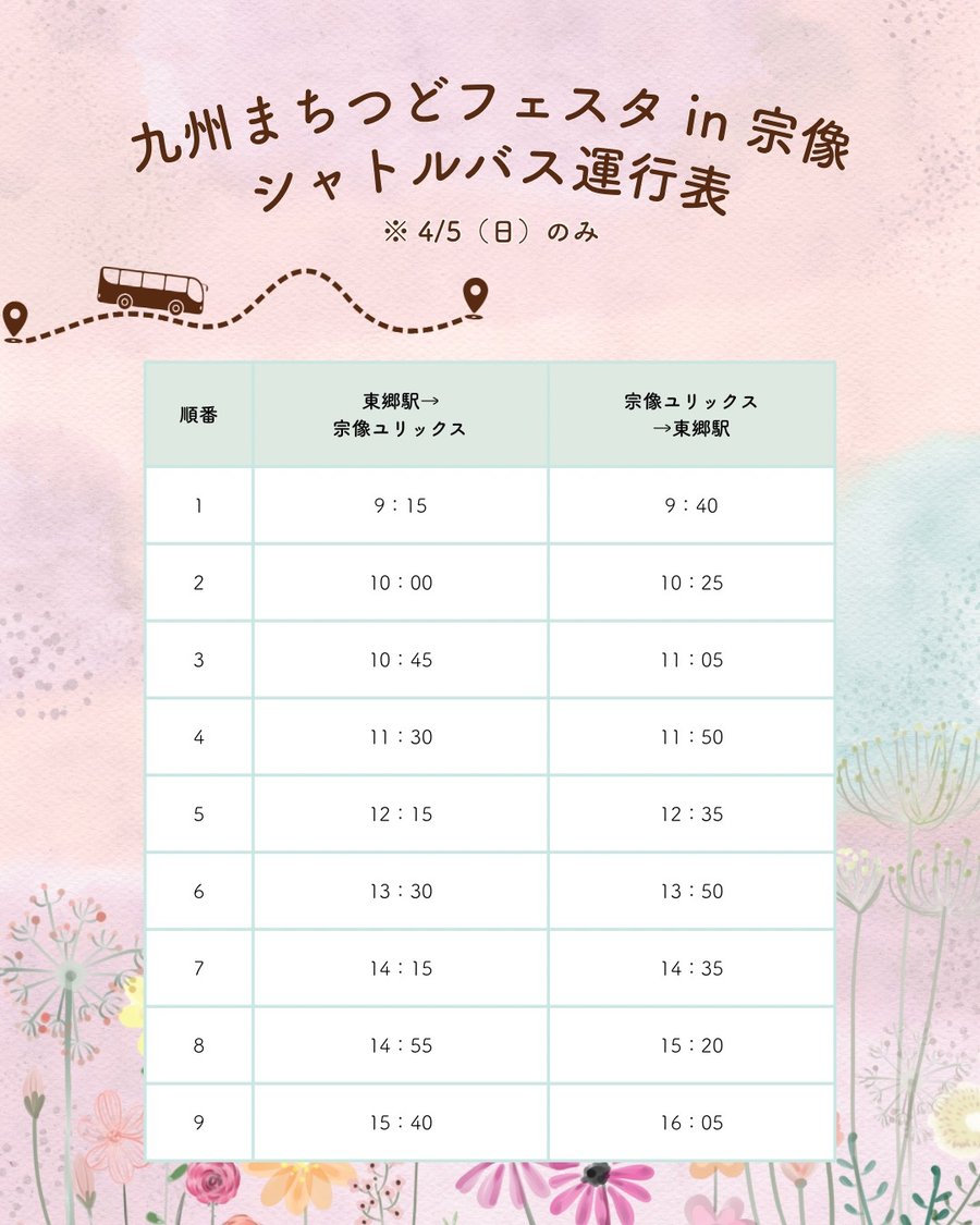 シャトルバス運行表